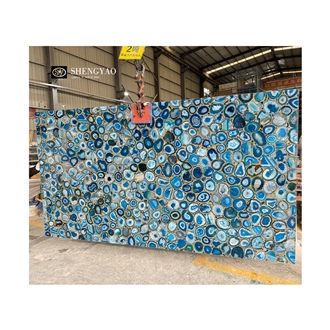 1600*3200Mm Blue Agate Semiprecious Slabs With Gold Foil