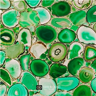 Backlit Green Agate Semiprecious Stone Floor Tiles