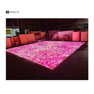 Backlit Pink Crystal Agate Flooring Semiprecious Tiles