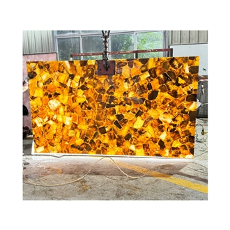 Backlit Solid Yellow Crystal Quartz Semiprecious Stone Slabs