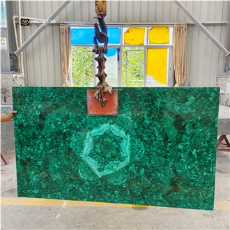 Custom Green Flower Pattern Malachite Semiprecious Slabs