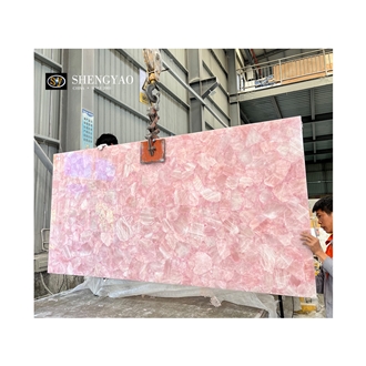 Custom Natural Crystal Rose Quartz Semi Precious Stone Slabs