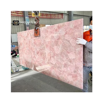 Polished Pink Crystal Rose Quartz Semiprecious Stone Slabs