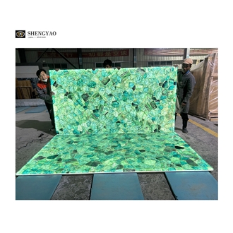 Translucent Natural Semiprecious Slabs Green Fluorite Slab