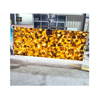 Yellow Crystal Quartz Stone Gemstone Slabs, Wall Panels