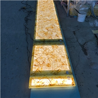 Yellow Crystal Quartz Stone Gemstone Slabs, Wall Panels