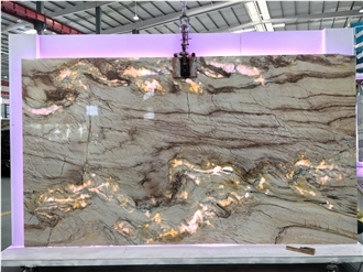 Brazil Translucent Stone Cristallo Champagne Quartzite Slabs