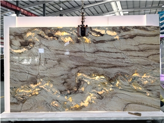 Brazil Translucent Stone Cristallo Champagne Quartzite Slabs