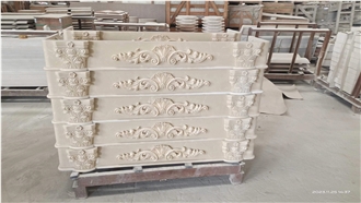 Beige Marble Custom Indoor Fireplace