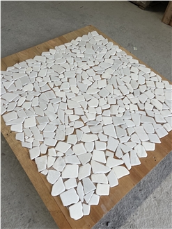 Chinese White Crazy Cut In Web Pattern Tumbled Mosaic