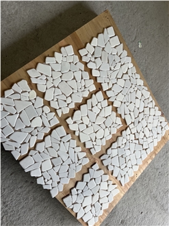 Chinese White Crazy Cut In Web Pattern Tumbled Mosaic
