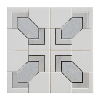 Liz White + Argentina Blue + Carlton Gray Mosaic Tiles