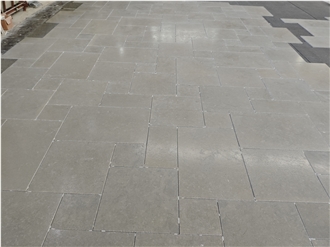 Portuguese Grey Limestone Slabs, Opus Pattern Floor Tiles