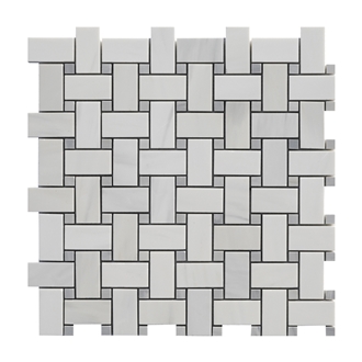 Ritz White Marble Basketweave Mosaic Tiles