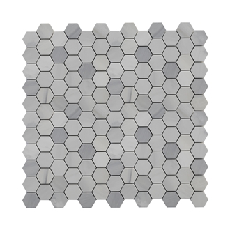 Ritz White Ritz Gray Hexagon Mosaic Tiles