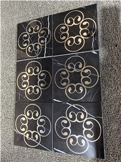 Stainless Steel Inlay Marble Medallion Waterjet Cut Pattern