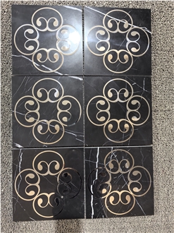 Stainless Steel Inlay Marble Medallion Waterjet Cut Pattern