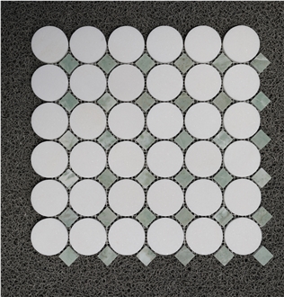 Thassos Marble+Desert Jade Marble Mosaic Tiles