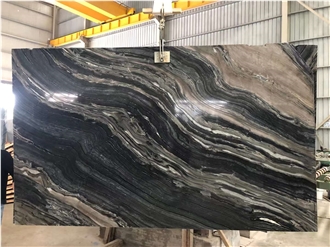 Chinese Black Ancient Wood Vein Marble Slabs