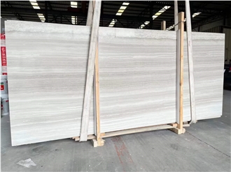 White Wood Grain Marble Polished Floor Tiles