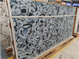 Blue Agate Sintered Stone Slabs For Wall Decor