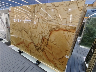 Golden Tobacco Quartzite Slabs For Accent Wall