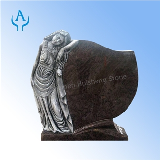 Aurora Granite Heart Angel Headstone