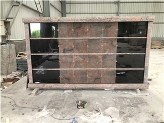 Pink And Black Granite Columbarium With 60 Niche