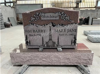 Red Granite Engraved Headstone