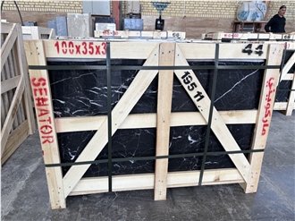 Najafabad Black Marble Polished Tiles