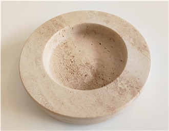 Classic Beige Travertine Ashtray Wabi-Sabi