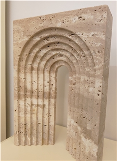 Elegant Travertine Arch Sculpture Bookend For Home Library