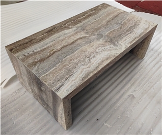 Waterfall Coffee Table  Veincut Silver Travertine