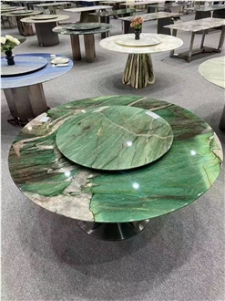 Fuchsite Crystal Quartzite Commercial Dining Table