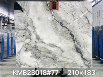 210*183Cm Camouflage White Marble Slabs