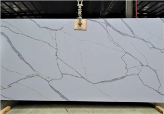 White Quality-Ensured Artificial Calacatta Quartz Slabs For Kitchen