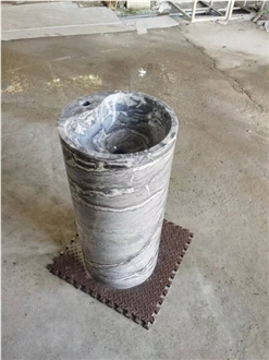 Hot Sale Gray Marble Pedestal Wash Basins