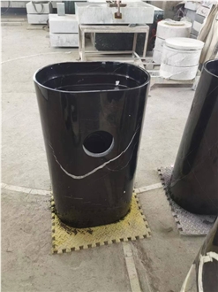 Hot Sale Marquina Black Marble Pedestal Wash Basin