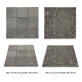 Bali Black Lava Volcano Floor Mosaic