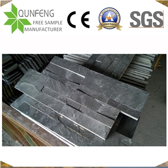 Black Slate Split Panel Interlocking Exposed Wall Stone