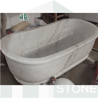Guangxi White Marble Bathtub - Custom Hand Carved Stone