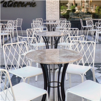 Grey Travertine Cafe Tables