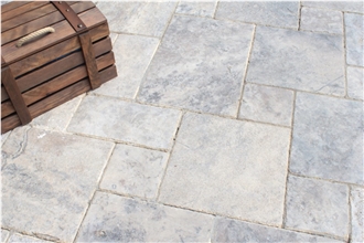 Royal Tumbled Silver Travertine Versailles Pattern Tiles