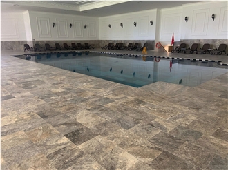 Silver Travertine Pool Coping Pavers