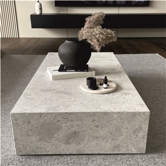 Tundra Grey Marble Cube Coffee Table