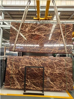 Cherry Gold Marble Slabs Thunder Red Stone Tile