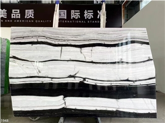 China Panda White Marble Slabs Landscape Paintings Stone