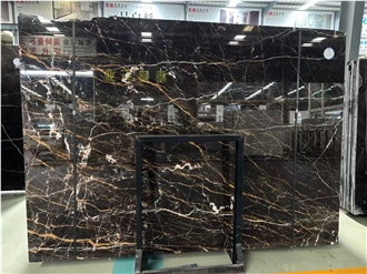 Gold Jade Marble Slabs Portoro Gold Dark Brown Stone Tile