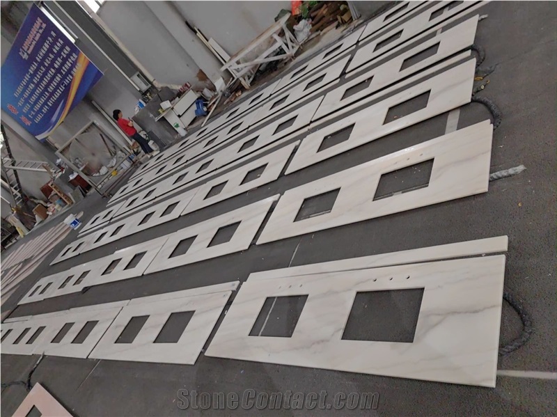 Hotel Project Guangxi White Marble Bathroom Countertop