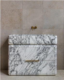 Marble Sink Freestanding Vanity With Drawers